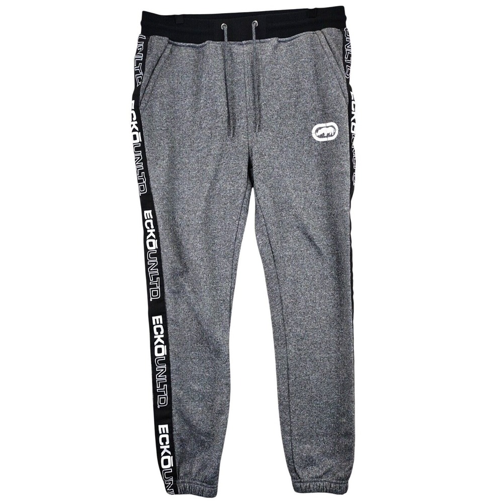 Ecko Unltd Mens Jogger Sweatpants Gray Rhino Logo Drawstring Size M
